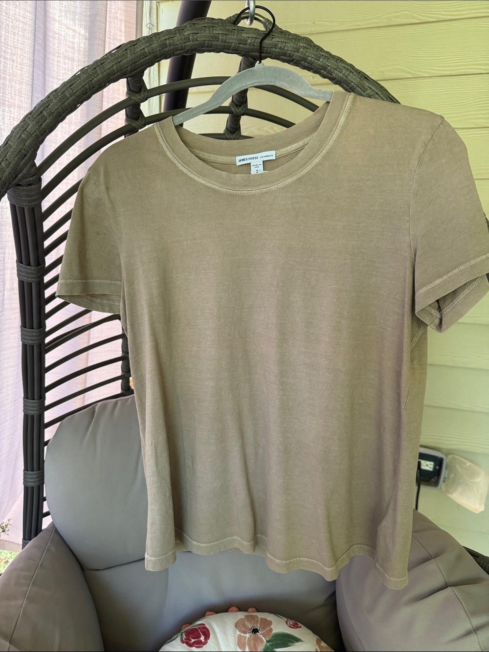 James Perse Short Sleeve Crewneck Tee in Taupe